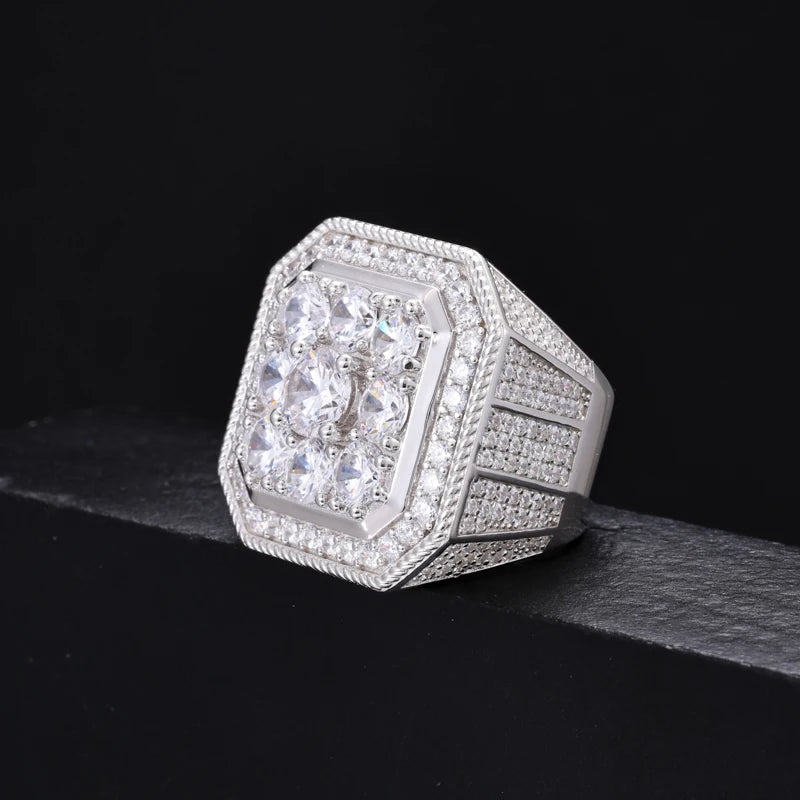 Moissanite Finger Rings Men Certificate Square Couple Ring For Women Luxury 925 Sterling Silver High Quality Hip Hop Jewelry - Uknowucme