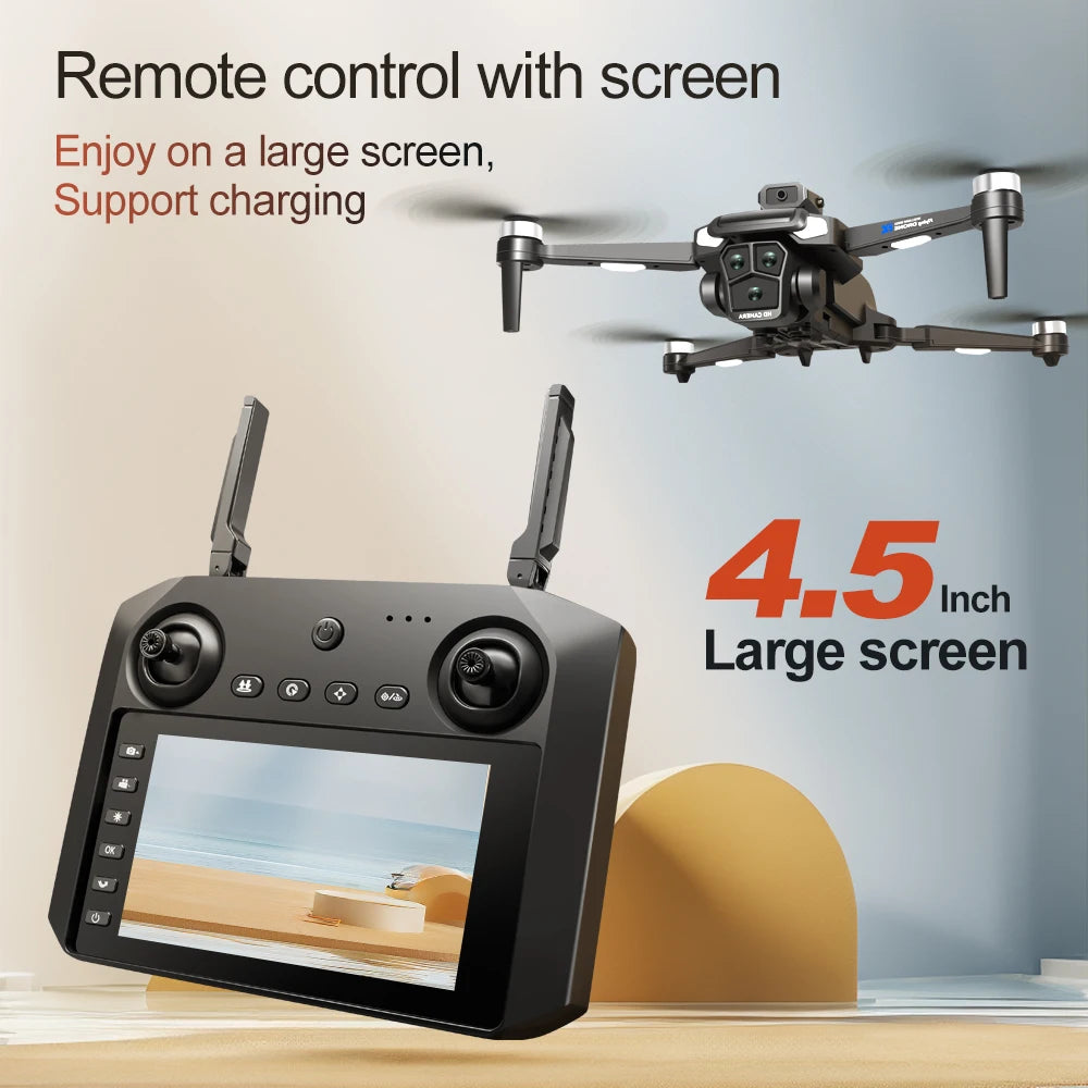 Drone 4K HD Brushless Motor Avoidance Drones with 4.5" Screen On Control Dual Cameras Quadcopter Gifts For Children and Adults - Uknowucme