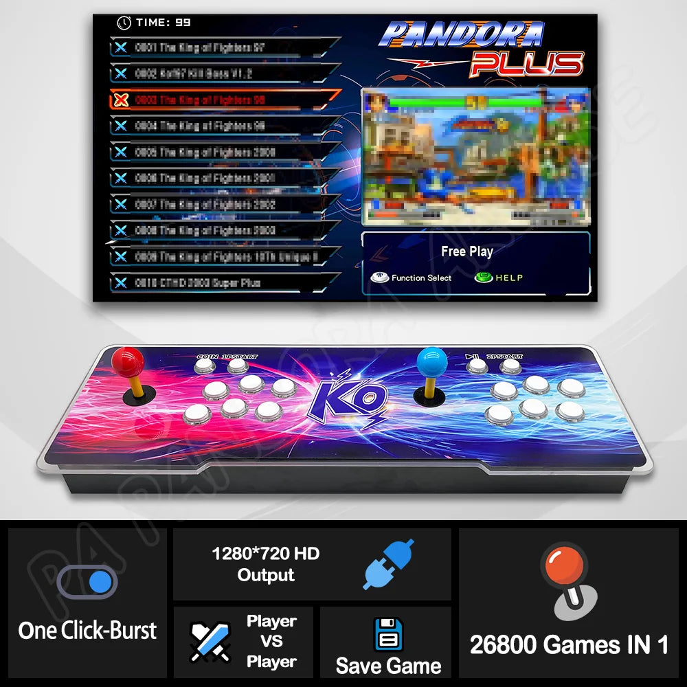 26800 Pandora Saga Dx2 box arcade console 2024 multiplayer Joystick 720P HD Output TV Games Suitable For Family Entertainment