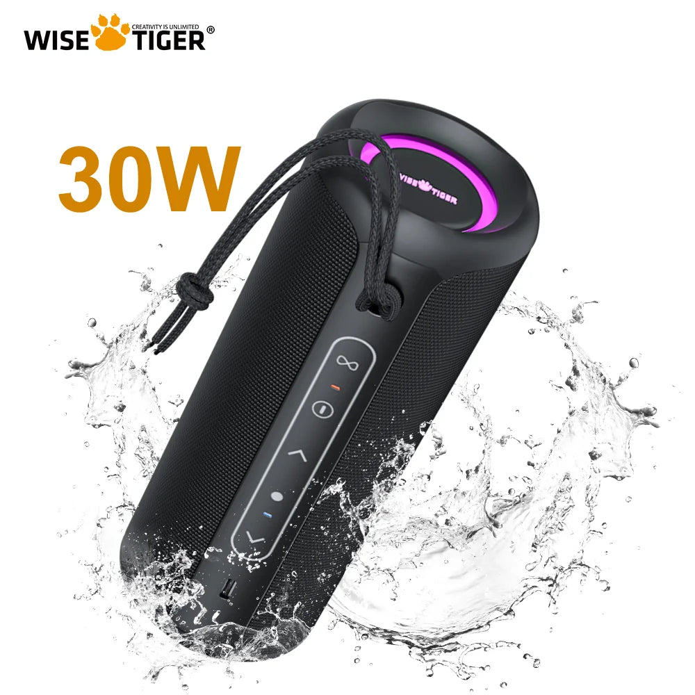 WISETIGER P3 Portable Bluetooth Speaker 30W Outdoor IPX7 Waterproof Wireless Sound Box Bass Boost BT5.3 RGB Light TWS Connection - Uknowucme