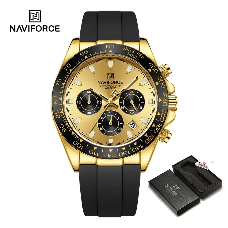 NAVIFORCE NF8054 Original Watches For Men Silicone Band Casual Sport Chronograph Luminous Wristwatch Relogio Masculino Male Gift - Uknowucme