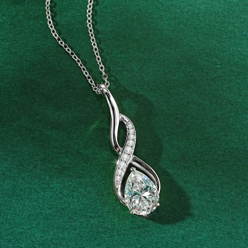 Anziw 7x10mm 2ct Pear Cut Moissanite Infinity Pendant Necklace for Women 925 Sterling Silver Adjustable Chain Fine Jewelry Gift - Uknowucme