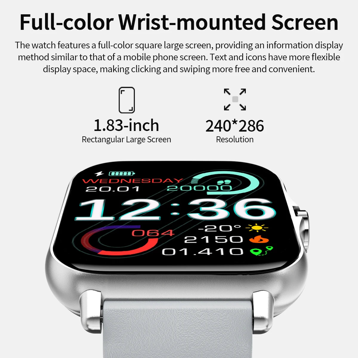 New Smartwatch 1.83'' HD Screen BT Call Health&Sleep Monitoring Kids Smart Watch Waterproof Fashoin Sport Bracelet For Women Men