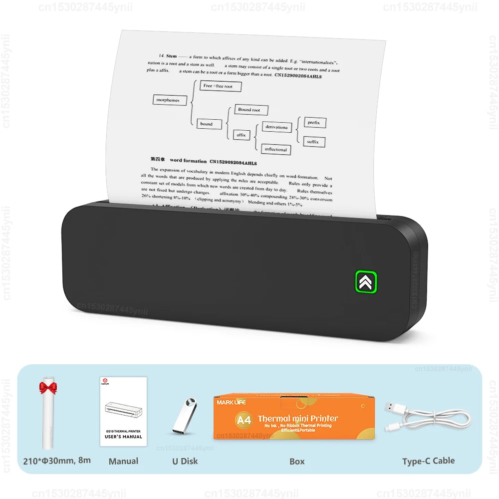 Portable A4 Thermal Printer No Need ink Bluetooth PDF Word File Document A4 Tattoo Transfer Paper Mobile Photo Printing Machine - Uknowucme