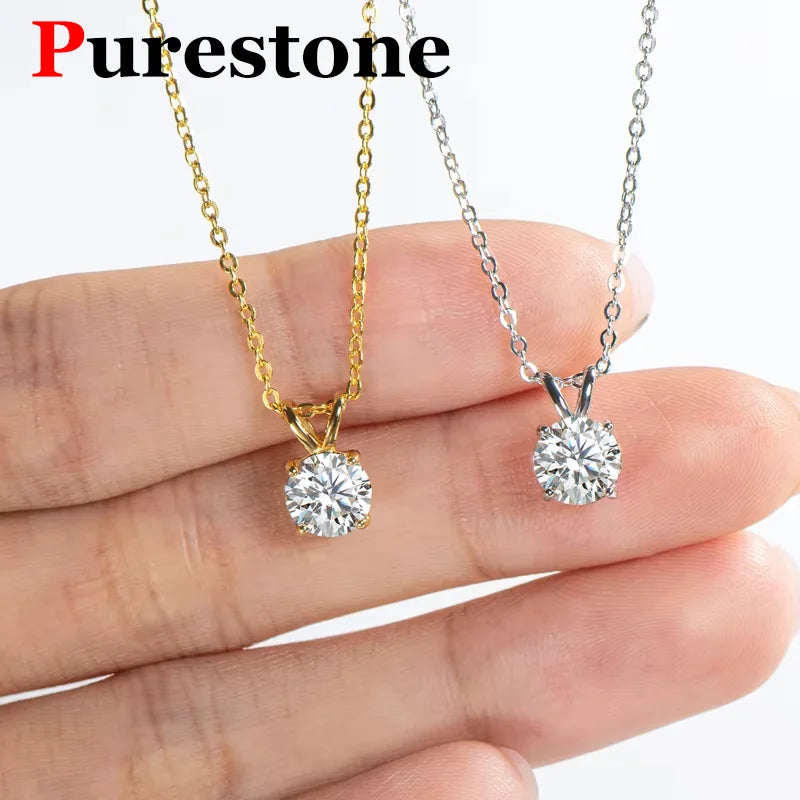 Classic Women's Moissanite Diamond Necklace  Simple Original 925 Sterling Silver Jewelry  premium Clavicle ChainFor women - Uknowucme