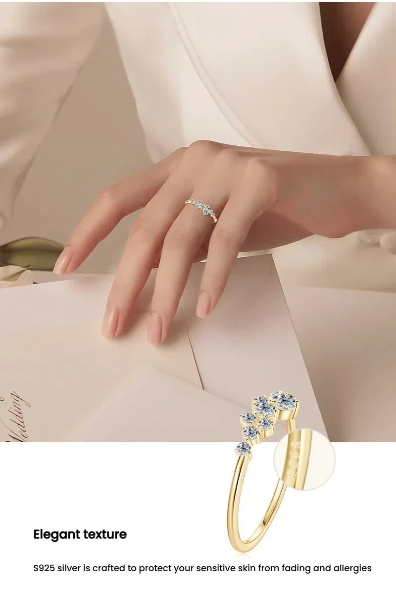 Moissanite Women'S Ring S925 Sterling Silver 18K Gold Electroplated Jewelry Ins Girl'S Daily Commute Gift For Her Best Friend - Uknowucme