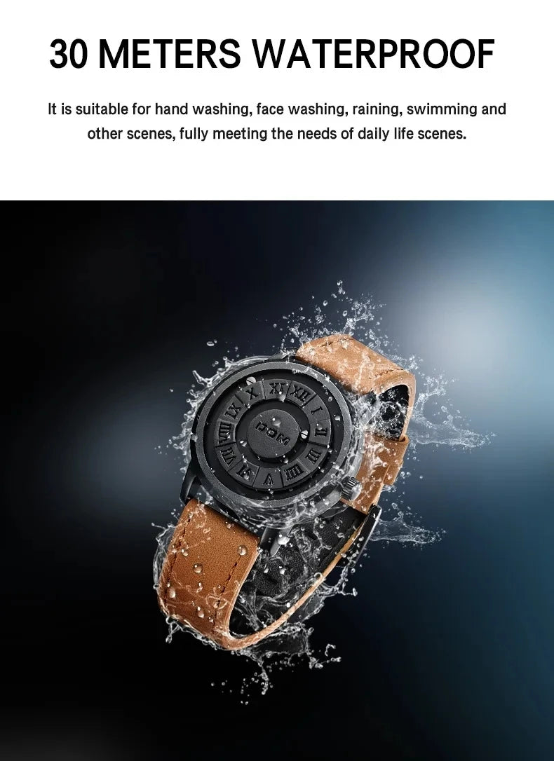 DOM 1345 Men Quartz Watch Fashion Personality Creative Scrolling Iron Ball Magnetic Pointer Waterproof  for Male Watches Gift - Uknowucme