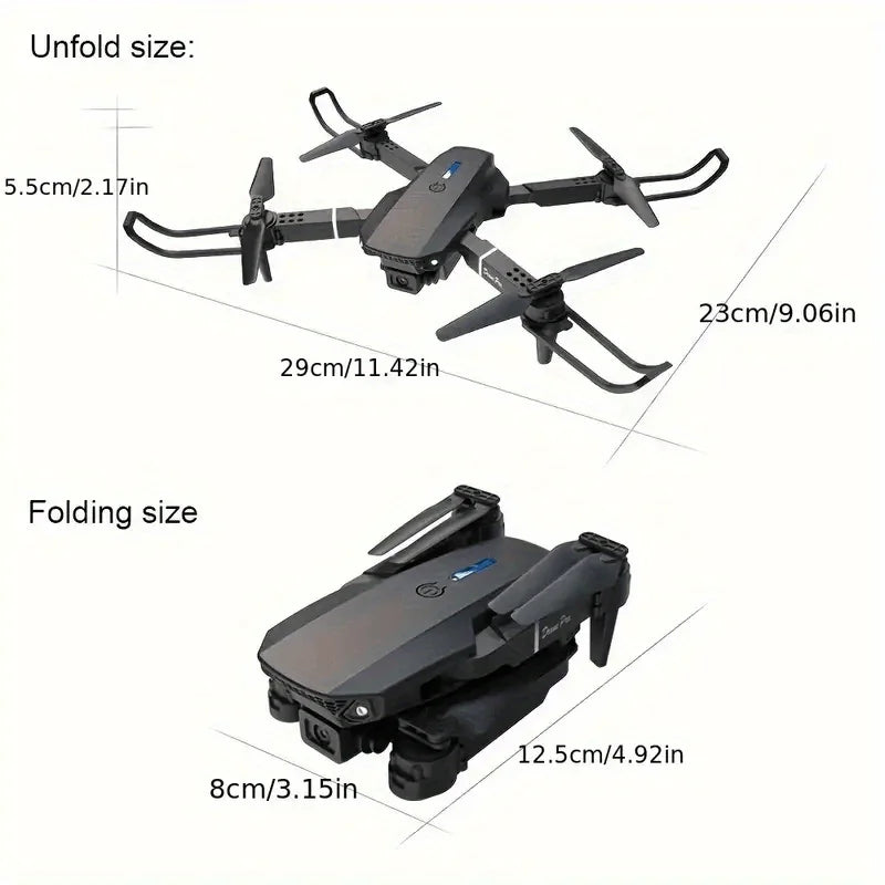 E88 Drone with Dual 4K HD Cameras,  Wi-Fi, USB Charging, 1181.1inch Max Altitude, 3m/s Speed, One-Click Return,  No GPS，4k drone
