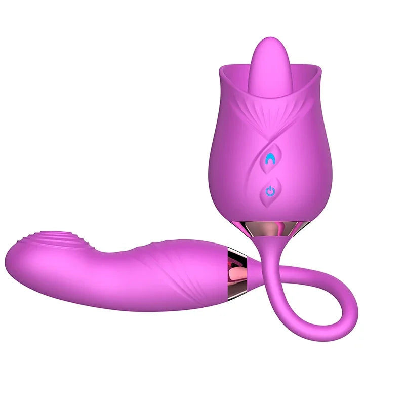 Rose Sucking Vibrator Women Masturbator Nipple Penetration Vagina Vibrator Sucker Dildo Masturbators 2 in 1 Sexy Shop Products