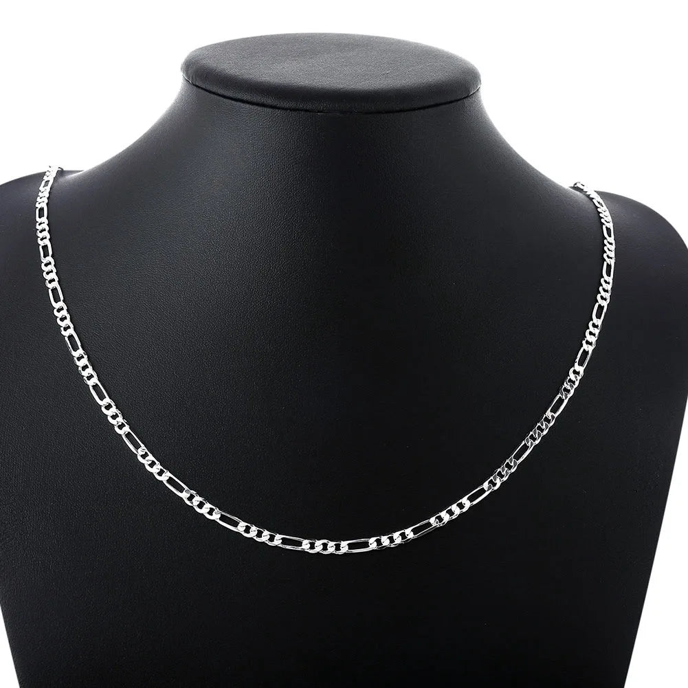 40-75cm 925 Silver 4mm Figaro Chain Necklace for Women Men Long Necklace Hip Hop Jewelry Gift - Uknowucme