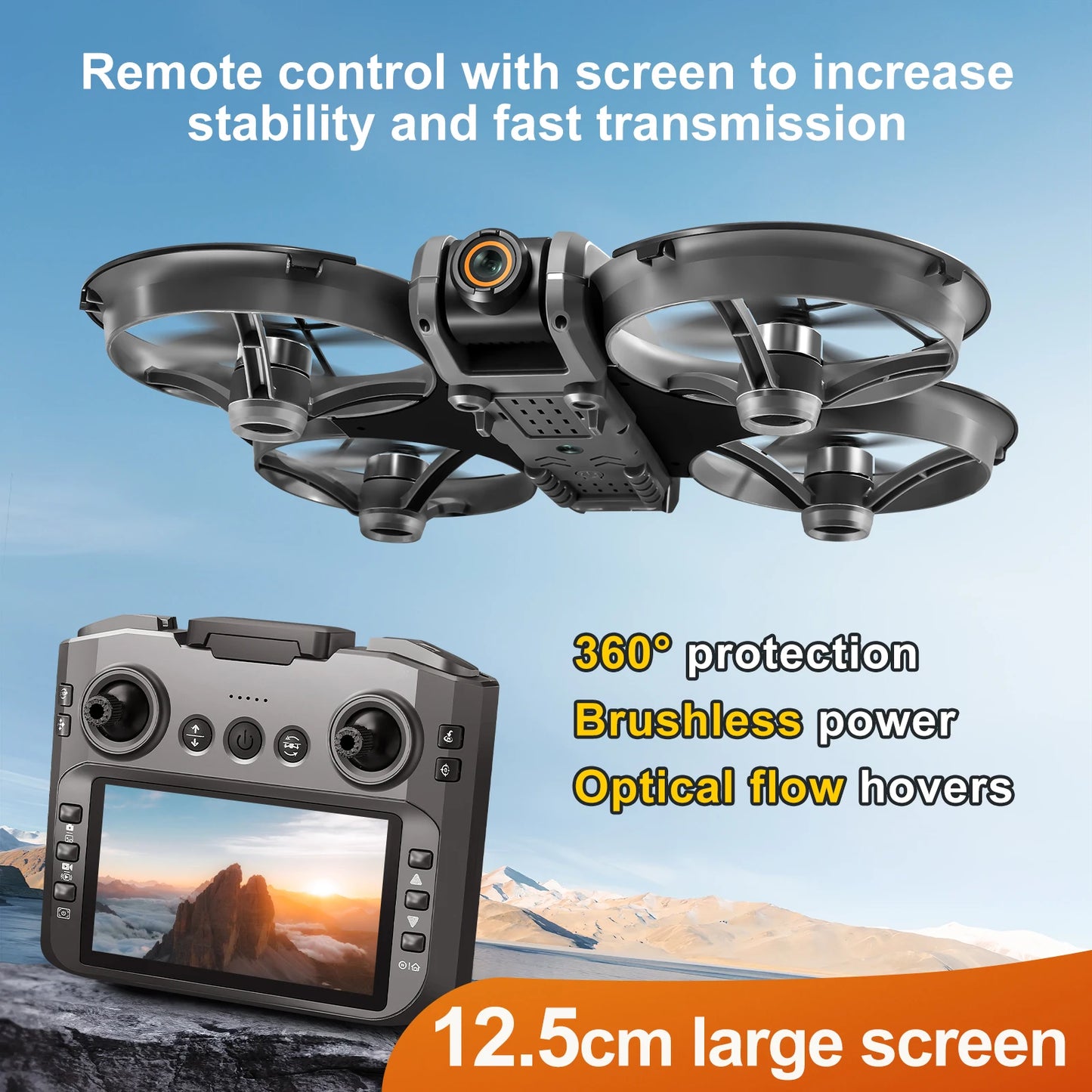 Drone with Camera 4K HD Video Stable Hover 180° Adjustable Lens 3D Flip RC Drones FPV Brushless Optical Flow Quadcopter UAV - Uknowucme