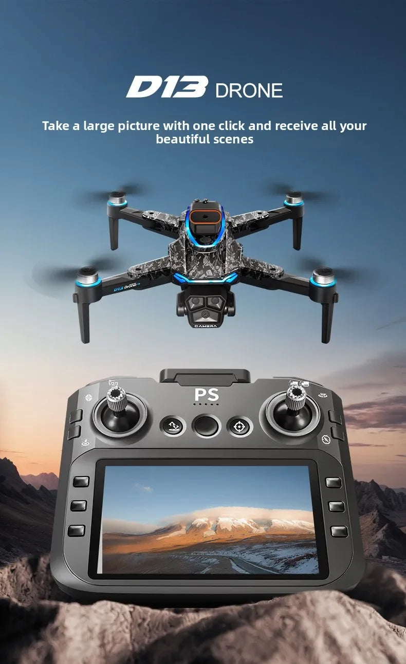 Aircraft Foreign Trade New D13 Drone with 5.6-inch Screen Control Brushless Quadcopter Obstacle Avoidance Remote-controlled - Uknowucme