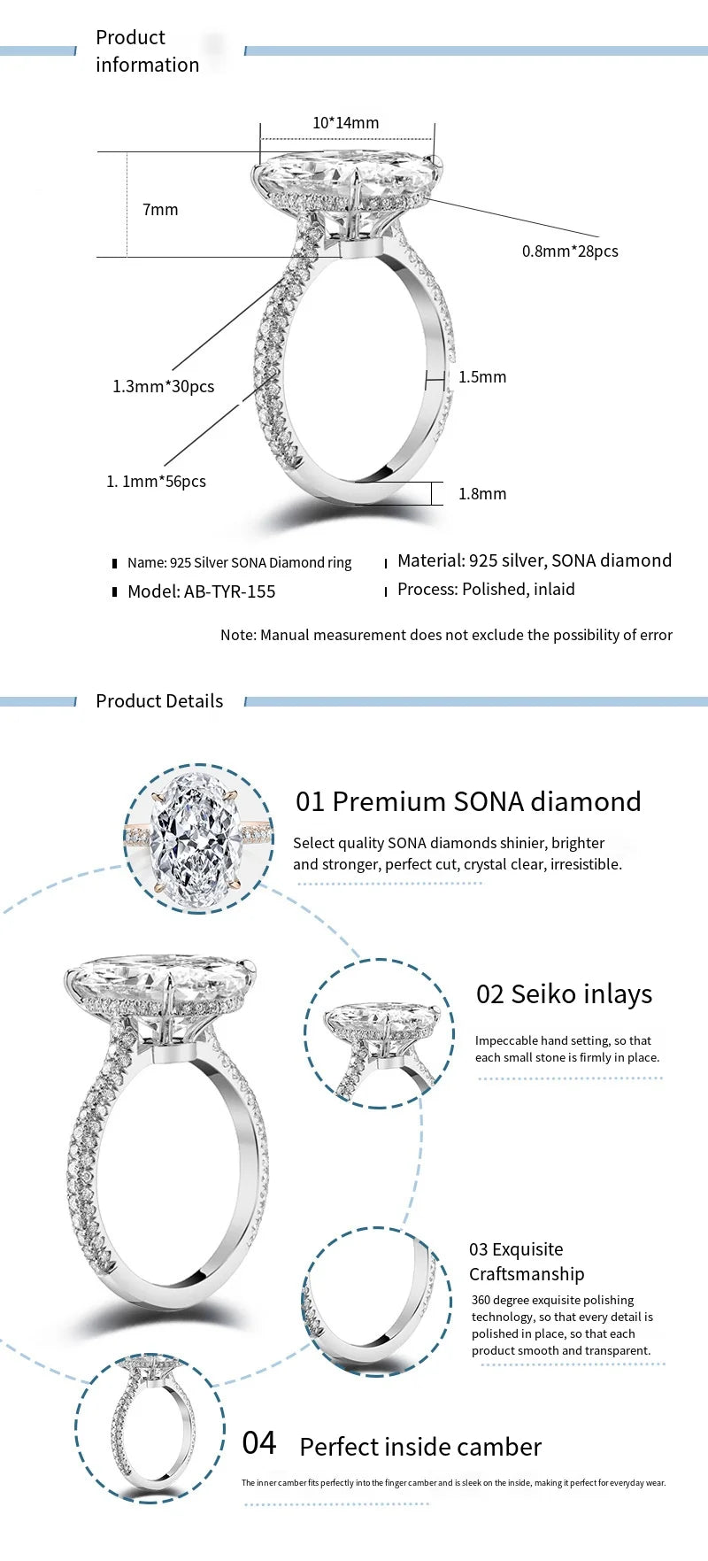 Moissanite Ring 100% Real 925 Sterling Silver Diamond Party Wedding Band Rings for Women Bridal Engagement Jewelry GRA Certified - Uknowucme