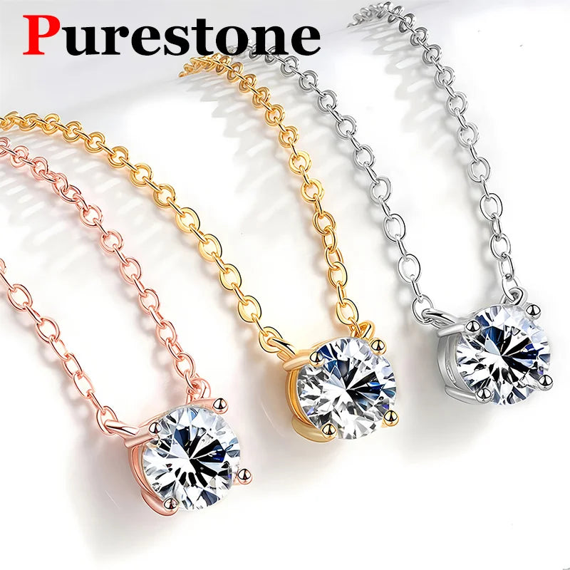 Classic Women's Moissanite Diamond Necklace  Simple Original 925 Sterling Silver Jewelry  premium Clavicle ChainFor women - Uknowucme