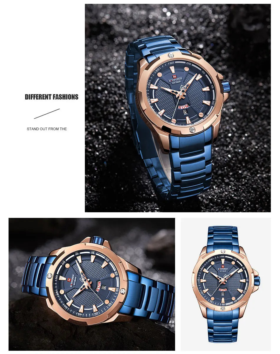 NAVIFORCE Men Luxury Wrist Watch Waterproof Business Male Watches Stainless Steel Casual Quartz Calendar Clock Relogio Masculino - Uknowucme