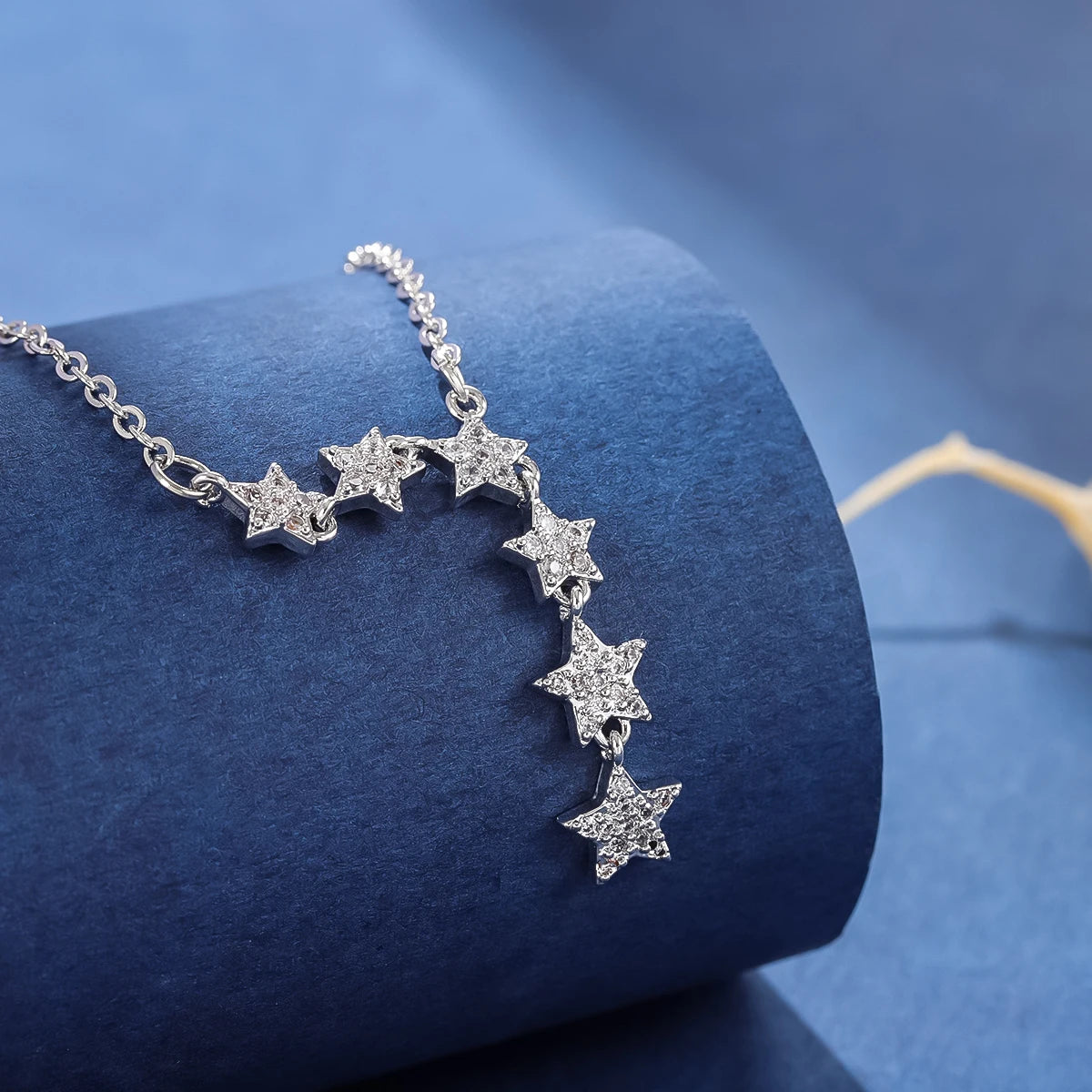 Fashion Pentagram Star 925 Sterling Silver Crystal Clavicle Chain Necklaces  XL065 - Uknowucme