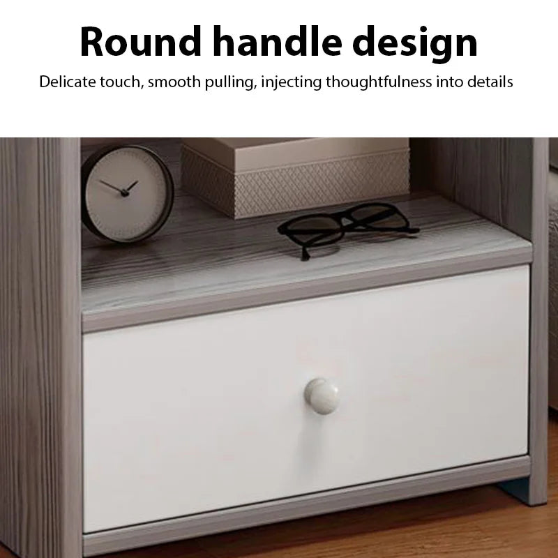 Bedroom Bedside Table with Drawer Storage Nightstand Living Room Sideboard Furniture Multi-Layer Storage Cabinet Small Desk