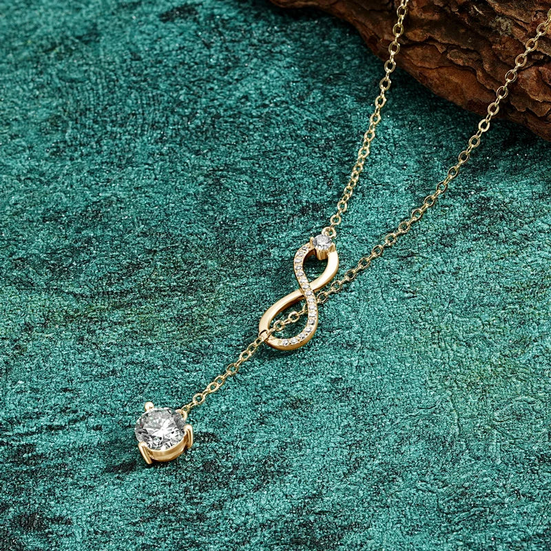 Anziw 7x10mm 2ct Pear Cut Moissanite Infinity Pendant Necklace for Women 925 Sterling Silver Adjustable Chain Fine Jewelry Gift - Uknowucme