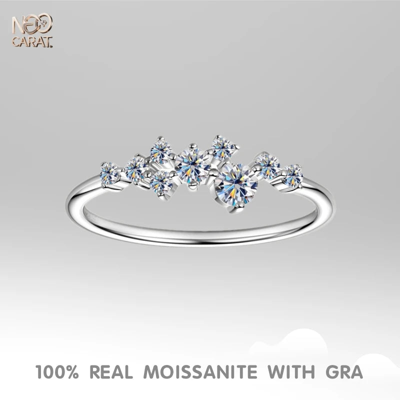 Moissanite Women'S Ring S925 Sterling Silver 18K Gold Electroplated Jewelry Ins Girl'S Daily Commute Gift For Her Best Friend - Uknowucme