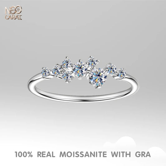 Moissanite Women'S Ring S925 Sterling Silver 18K Gold Electroplated Jewelry Ins Girl'S Daily Commute Gift For Her Best Friend - Uknowucme