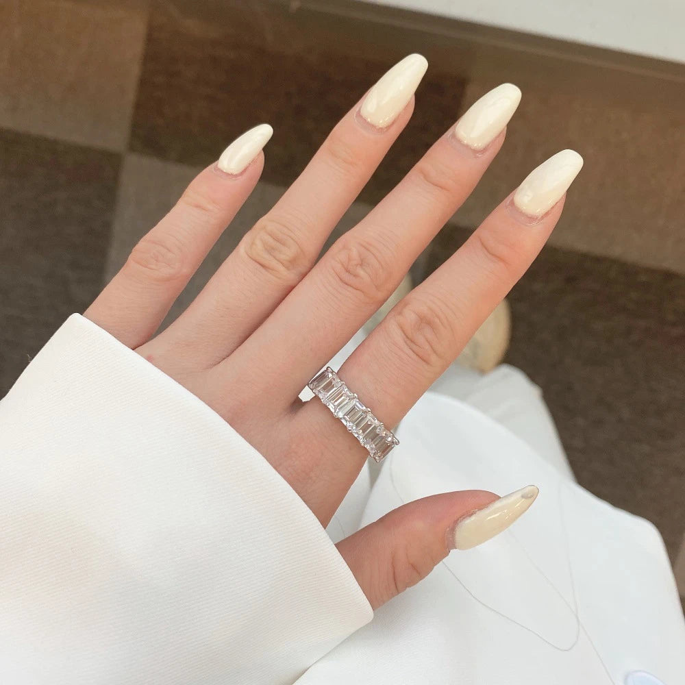 Wong Rain 100% 925 Sterling Silver Oval Heart Round Emerald Cut Lab Sapphire Gemstone Jewelry Wedding Band Row Ring Wholesale - Uknowucme