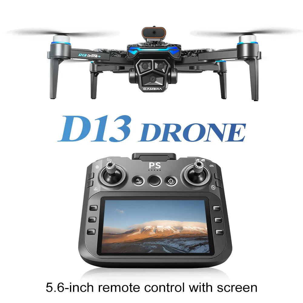 Aircraft Foreign Trade New D13 Drone with 5.6-inch Screen Control Brushless Quadcopter Obstacle Avoidance Remote-controlled - Uknowucme