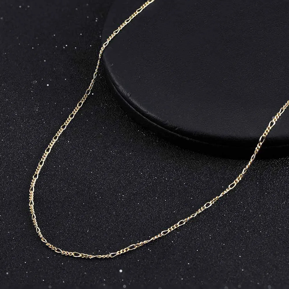 ORSA JEWELS 14K Gold 925 Sterling Silver Diamond-Cut Figaro Link Chain Necklace for Women Classic Necklace Party Jewelry SC27 - Uknowucme