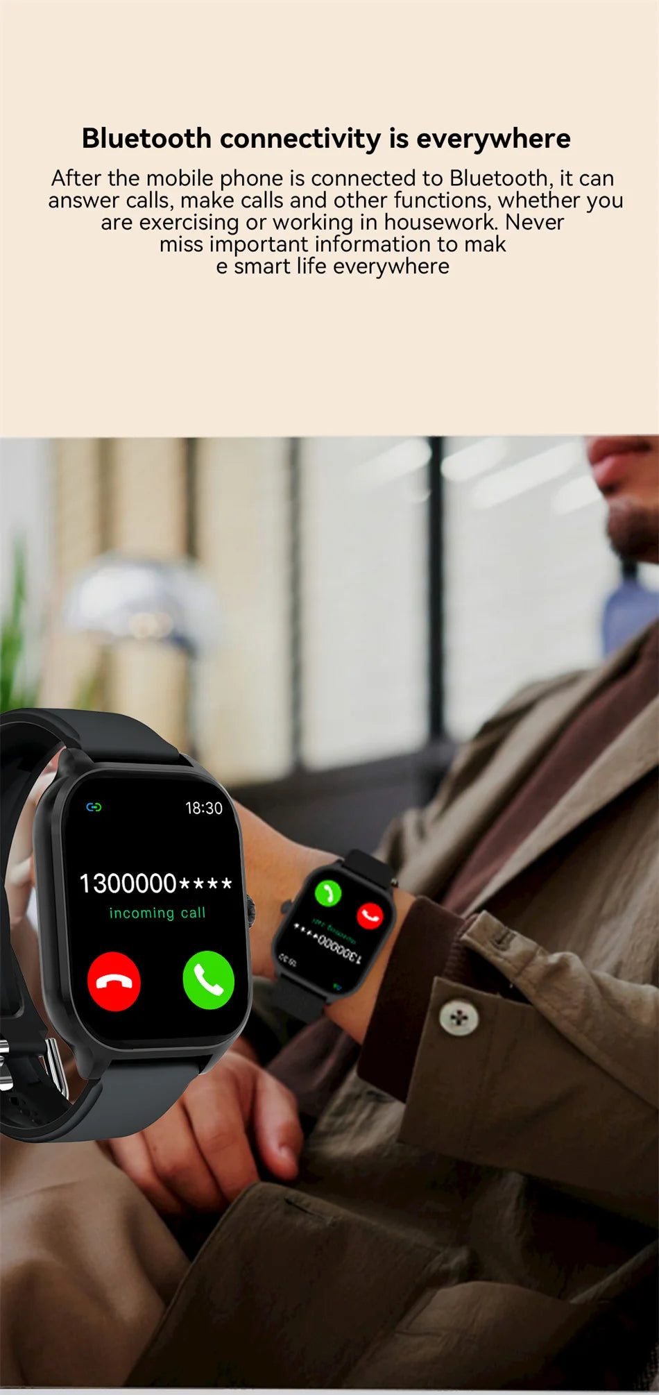 New Smart Watch For Android iOS 2.01" Smartwatch Answer Make Call Waterproof Sports Fitness Tracker Heart Rate Sleep Monitoring