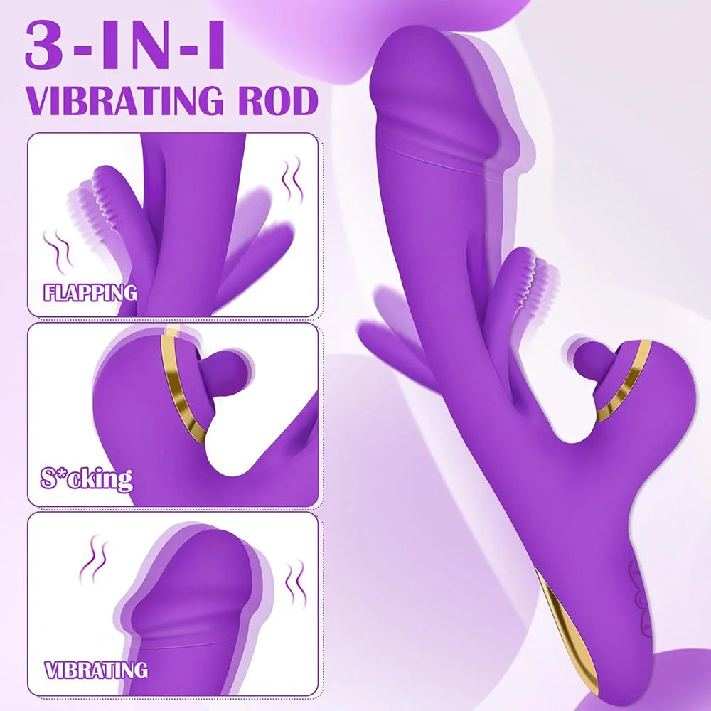 Tapping Vibrator Realistic Fake Clitoral Stimulator Breast g-spot Massager 3 in 1 Powerful Tapping Female Masturbator