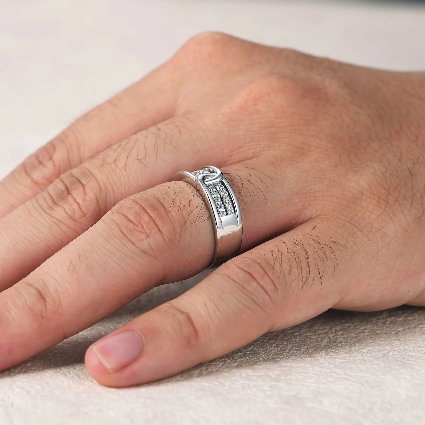 Newshe Novelty 925 Sterling Silver Men's Wedding Rings 5A Grade Cubic Zirconia Elegant Engagement Ring for Men Fine Jewelry Gift - Uknowucme