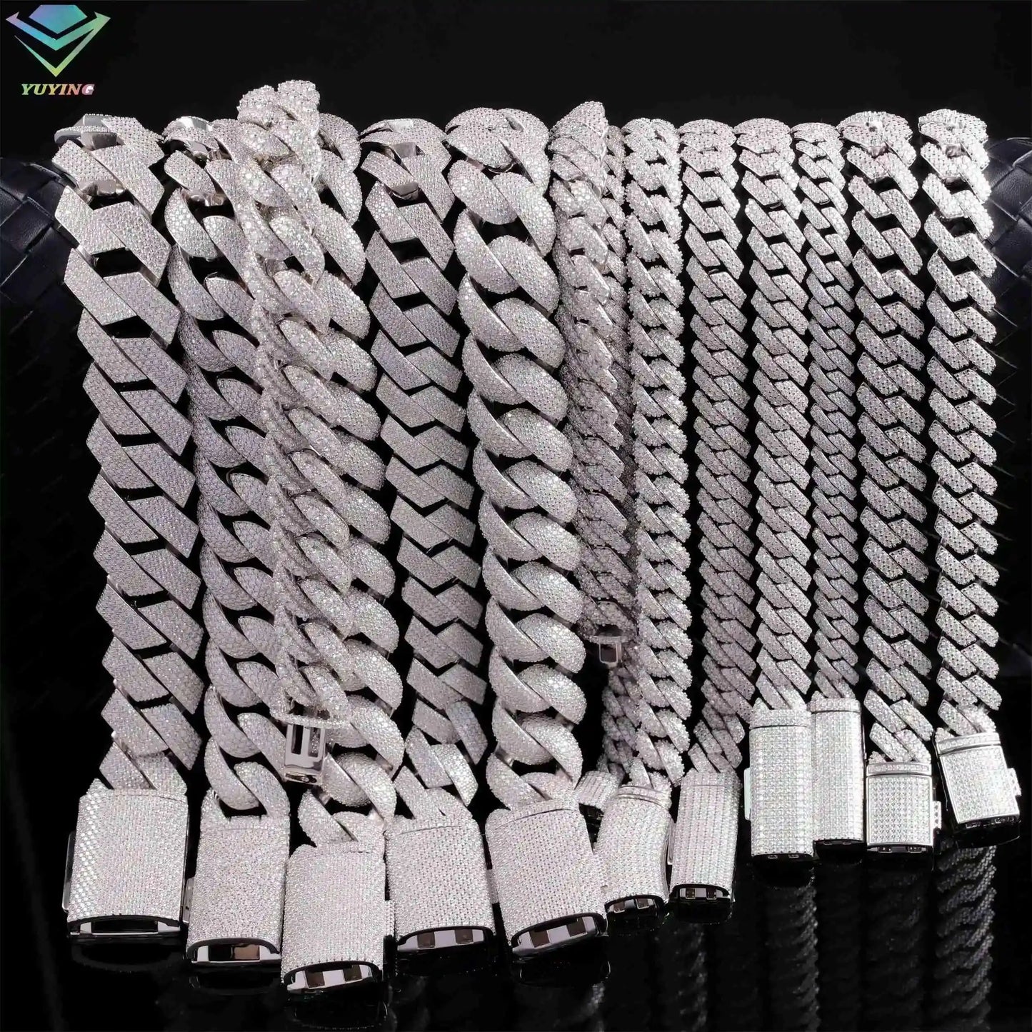 Full Ice Out Mossanite Cuban Chain 6mm 9mm 13mm 2rows 925 Sterling Silver Chain Hip Hop Necklace VVS Moissanite Cuban Link Chain - Uknowucme