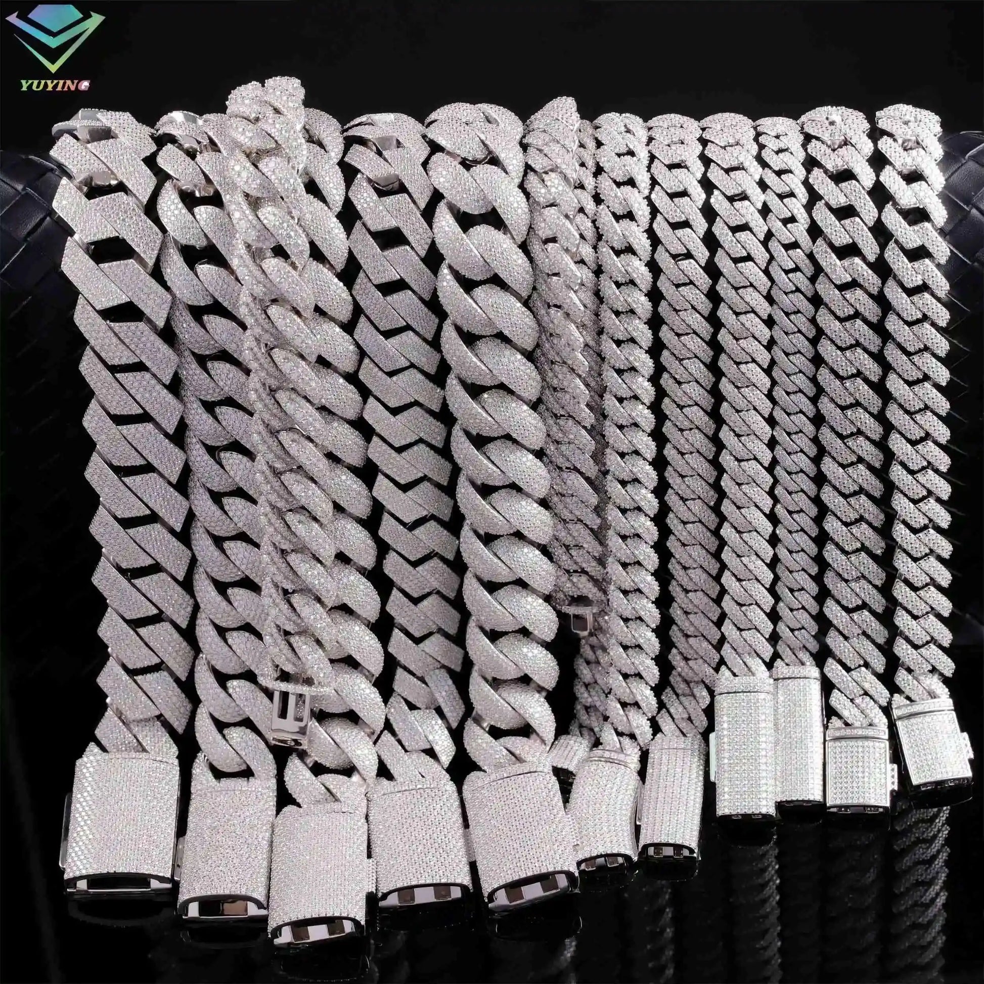 Full Ice Out Mossanite Cuban Chain 6mm 9mm 13mm 2rows 925 Sterling Silver Chain Hip Hop Necklace VVS Moissanite Cuban Link Chain - Uknowucme