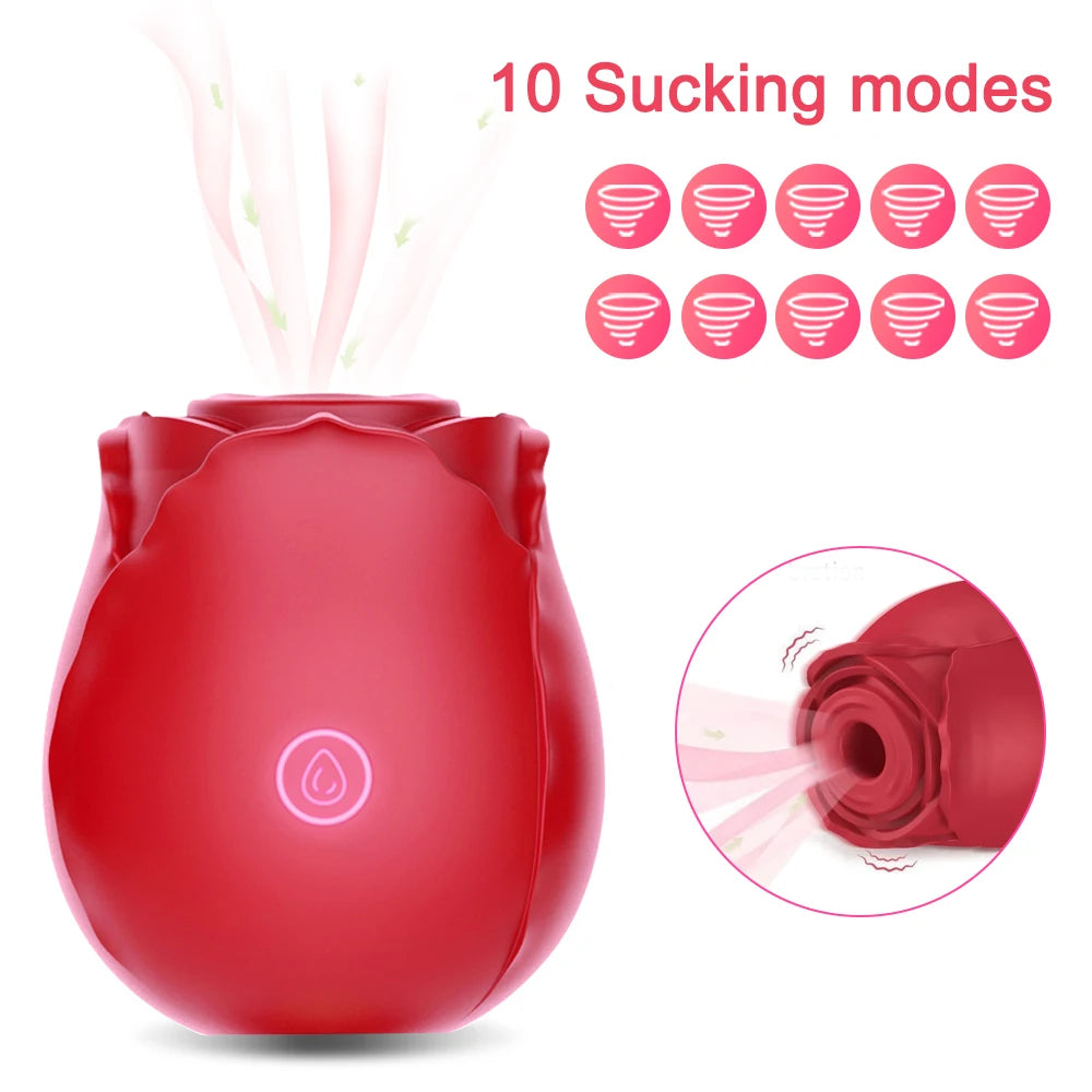 Rose Sucking Vibrator Women Masturbator Nipple Penetration Vagina Vibrator Sucker Dildo Masturbators 2 in 1 Sexy Shop Products