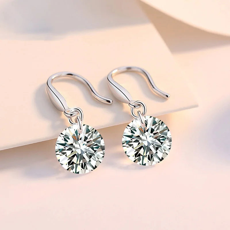 NEW S925 Sterling Silver Color Simple Round Bling CZ Zircon Stone Stud Earrings Fashion Jewelry Korean Earrings for Women Girl - Uknowucme