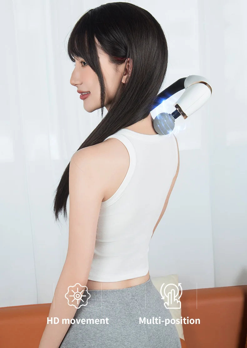 Massage Gun with Upgraded Extended Handle U-Shaped Back Massager Deep Tissue with 4 Massage Heads Fascia Gun Muscle Relaxation