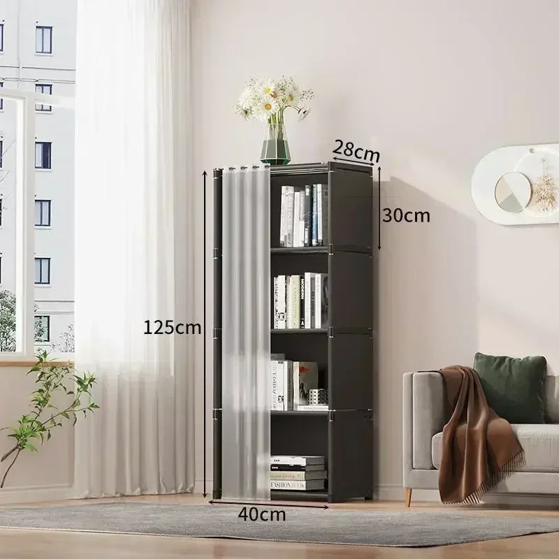 Open Closets Dustproof Wardrobe Storage Cabinet with Large Capacity Curtains Simple Assembly Clothes Organizer Bedroom Furniture
