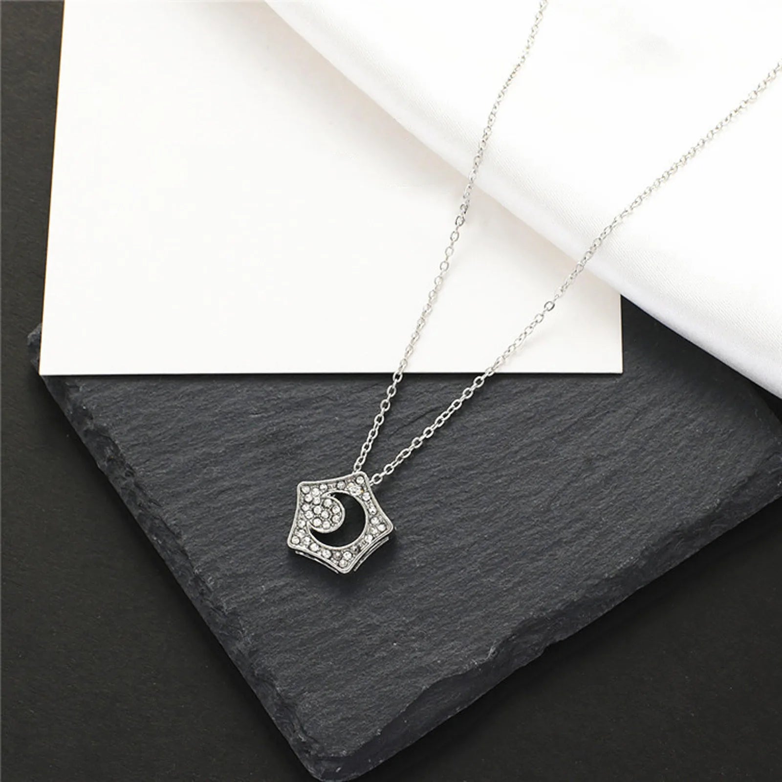 Korean Fashion Star Moon Shaped Zircon Pendant Necklace For Women Chain Jewelry Necklace Fashion Birthday Girl Lover Gift - Uknowucme