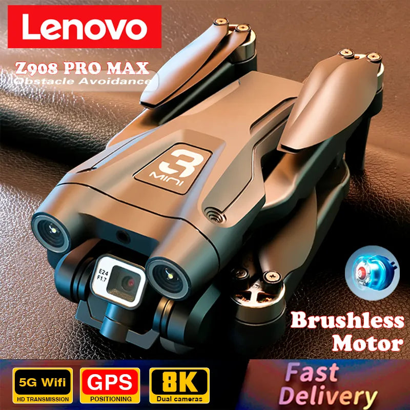 Lenovo Z908Pro Pro Max Drone 8K Profesional HD Camera Brushless Obstacle Avoidance Aerial Optical Foldable Quadcopter 5000M - Uknowucme