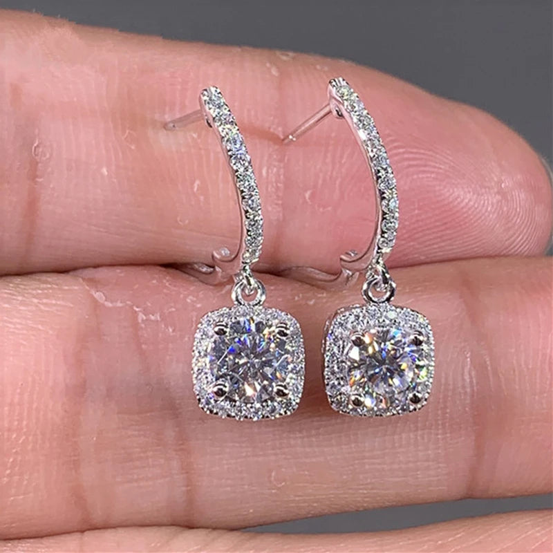 D Moissanite 3ct Earrings 925 Sterling Silver Original Certified Moissanite 1ct Hoop Drop Dangle Earrings 2ct Huggie for Women - Uknowucme