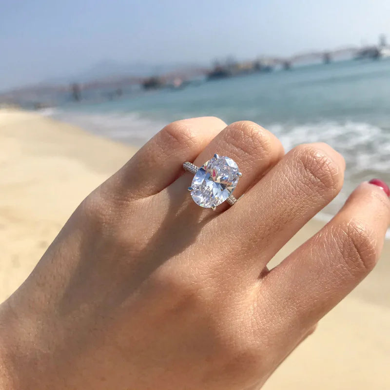 Moissanite Ring 100% Real 925 Sterling Silver Diamond Party Wedding Band Rings for Women Bridal Engagement Jewelry GRA Certified - Uknowucme