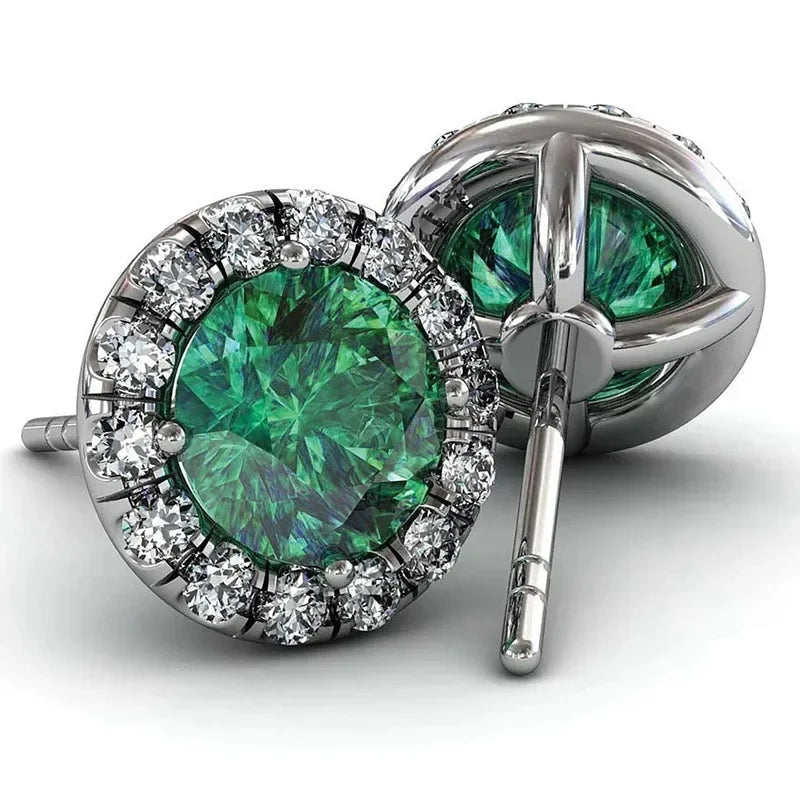 2025 Geometric Green CZ Sparkling Cubic Zirconia Earrings, Suitable for Women's Wedding Parties, Elegant  Jewelry - Uknowucme