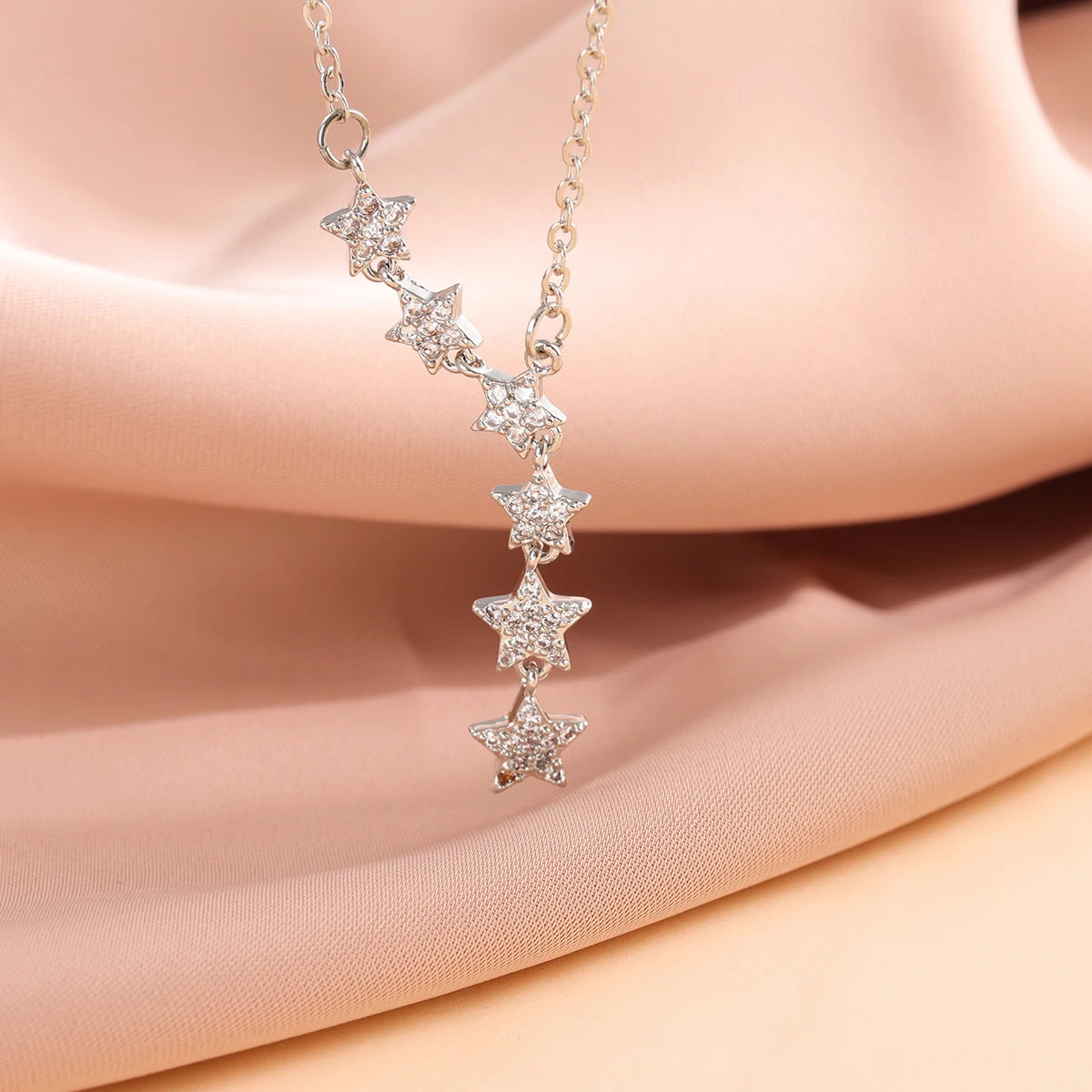 Fashion Pentagram Star 925 Sterling Silver Crystal Clavicle Chain Necklaces  XL065 - Uknowucme
