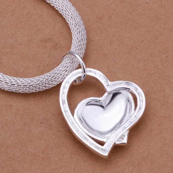 925 Sterling Silver Necklace Gorgeous Charm Fashion  Heart Wedding Lady Love for Women Noble Luxury 18 Inches 45cm Jewelry - Uknowucme