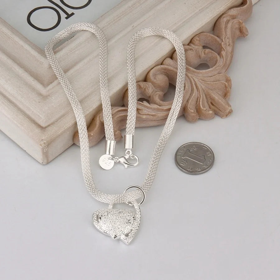 925 Sterling Silver Necklace Gorgeous Charm Fashion  Heart Wedding Lady Love for Women Noble Luxury 18 Inches 45cm Jewelry - Uknowucme