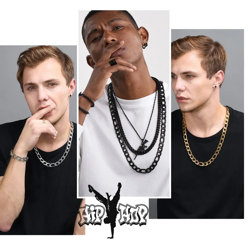 Fashion Stainless Steel Figaro Necklace Bracelet Sets for Women Men Punk Style Jewlery Sets  Hot Sale Birthday Jewlery Gifts - Uknowucme