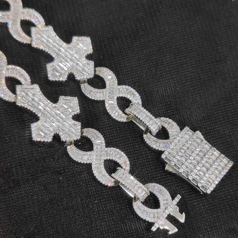 ESKEEM Big Cross Infinite Cuban Chain Necklace Full Iced Out CZ Link Chain Cubic Zircon Fashion Luxurious Choker HipHop Jewelry