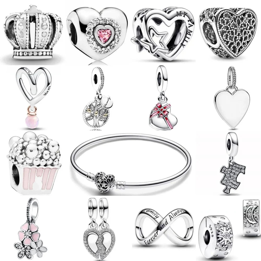 2025 New Hot Selling 925 Silver Heart Shaped Bead Bracelet Suitable for European Women's Exquisite Charm Jewelry - Uknowucme