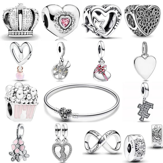2025 New Hot Selling 925 Silver Heart Shaped Bead Bracelet Suitable for European Women's Exquisite Charm Jewelry - Uknowucme