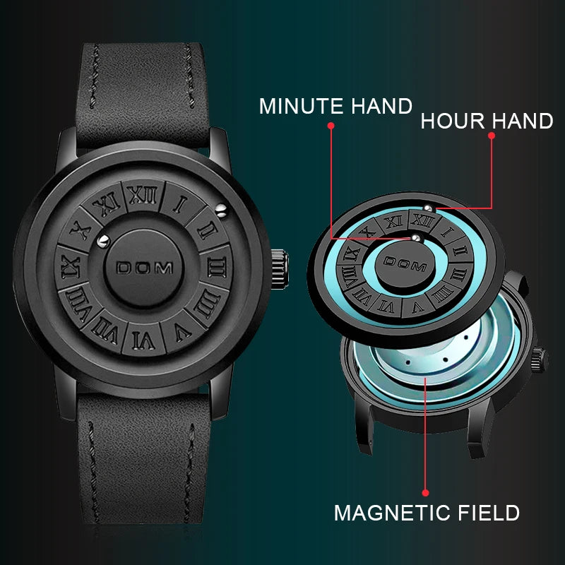 DOM 1345 Men Quartz Watch Fashion Personality Creative Scrolling Iron Ball Magnetic Pointer Waterproof  for Male Watches Gift - Uknowucme