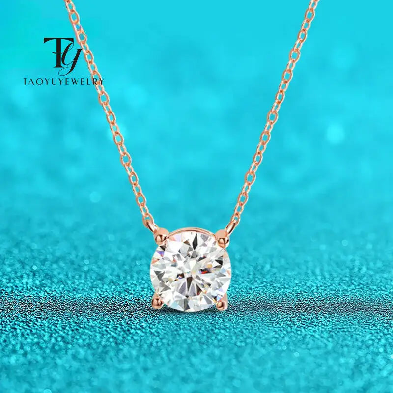 TY 925 Sterling Silver Moissanite Women's Necklace 1-5 Carat Moissanite Three Colors D Color With Certificate Fine Ewelry Gift - Uknowucme